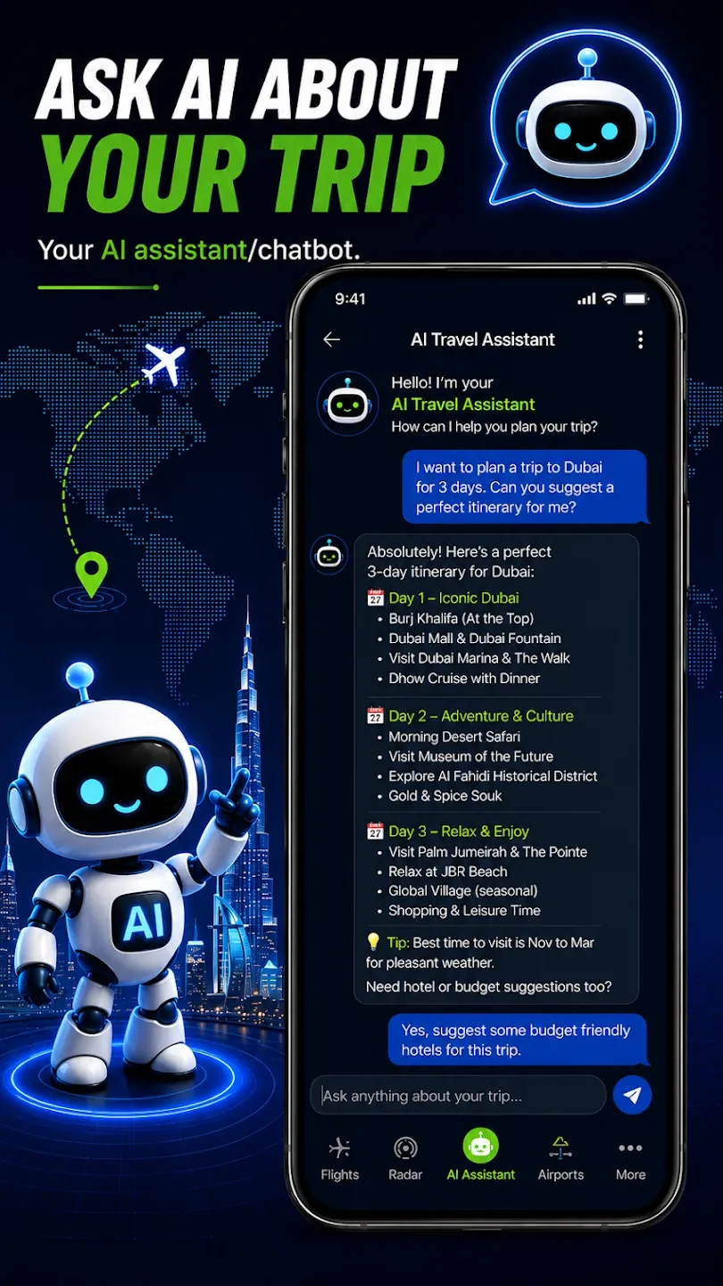 Flight Tracker AI travel assistant itinerary