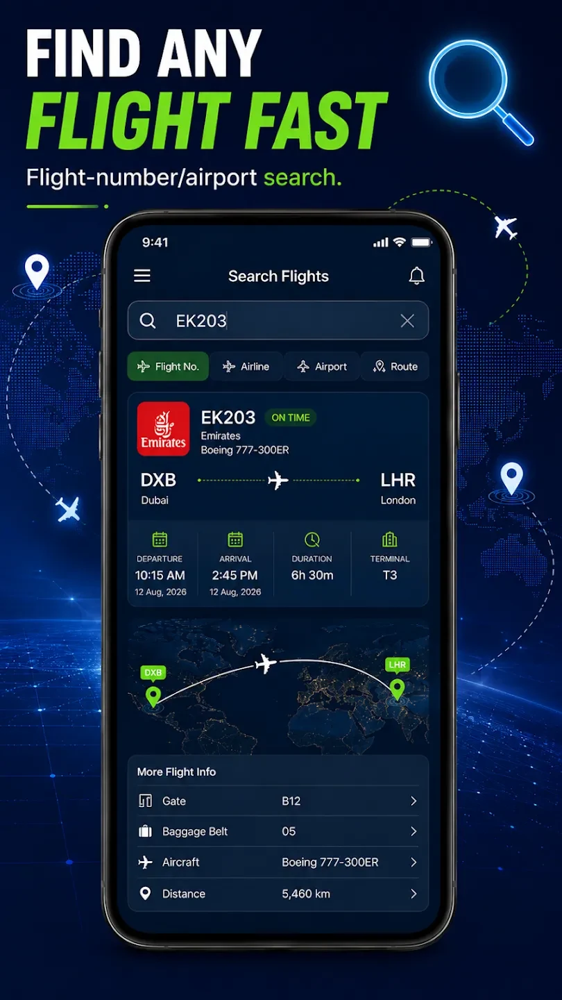 Flight Tracker flight search and detailed flight status