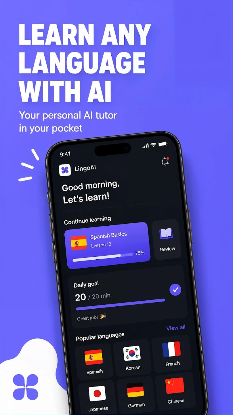 LingoAI language learning home screen