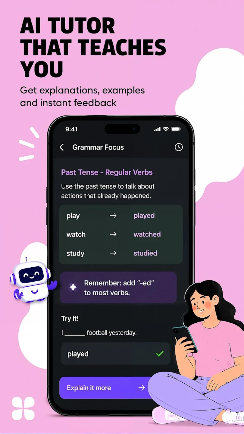 LingoAI grammar lesson with tutor feedback
