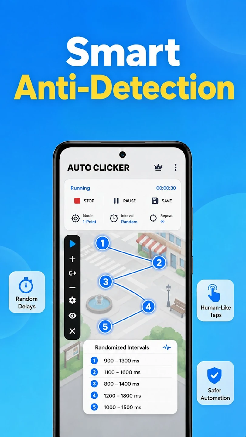 Auto Clicker variable interval controls